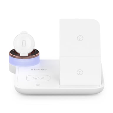AISENS ASCH-15W4WC061-W chargeur d'appareils mobiles Casques, Smartphone, Smartwatch Blanc USB Recharge sans fil Intérieure