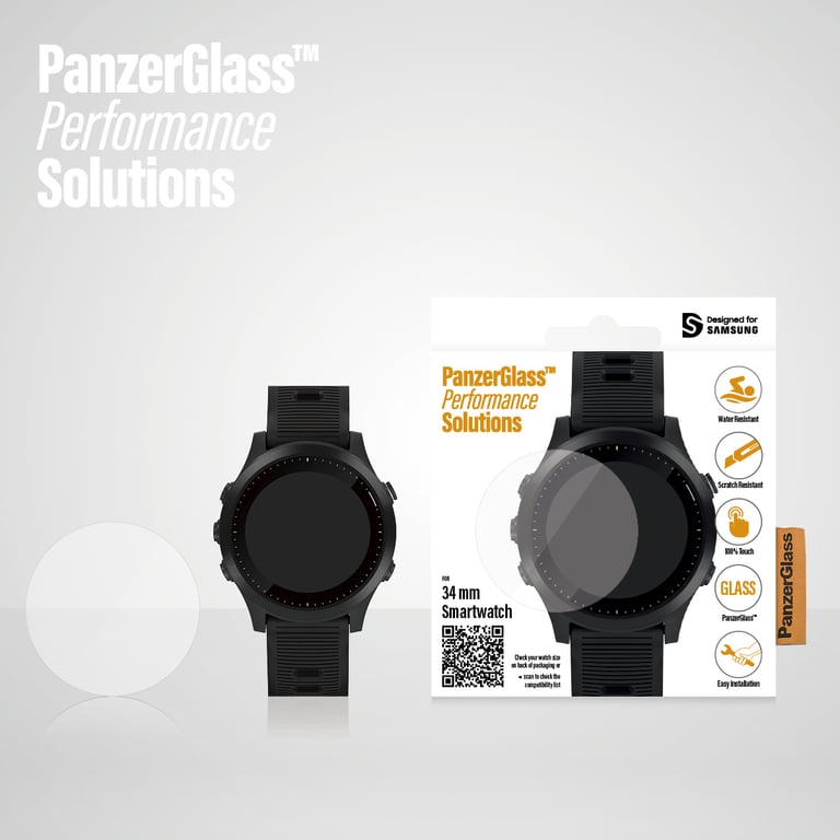 PanzerGlass 3606 accessoire intelligent à porter sur soi Protecteur d'écran Transparent Verre trempé, Polyéthylène téréphthalate (PET)