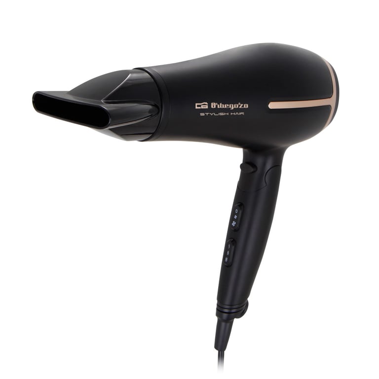 Sèche cheveux pliable professionnel Orbegozo Puissance et confort dans un design compact 3 niveaux de température 2 vitesses Bouton air froid Diffuseur et concentrateur Neuf