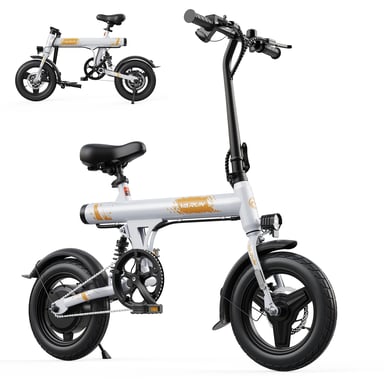 VéLo Électrique C14-1 | Vitesse Max 25 km/h | Autonomie 30-40 km | Moteur 250W | Batterie 36V 7.8Ah | Pneus 14 Pouces | Blanc