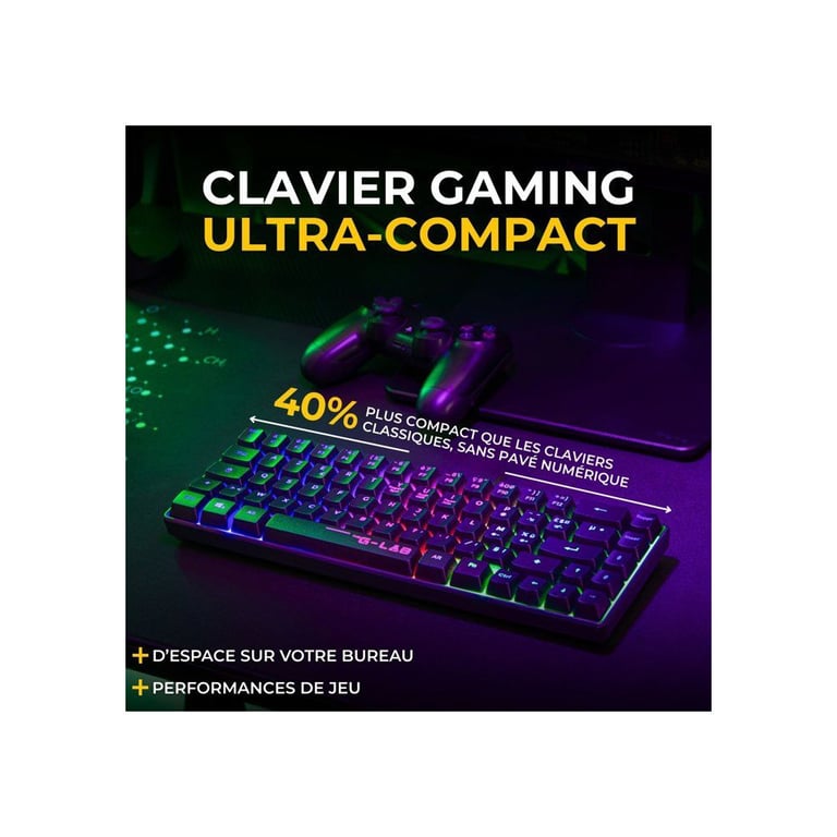 Combo gaming 2 en 1 The G Lab Hydrogen Clavier Azerty filaire + filaire - vue 9