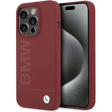 Custodia BMW per iPhone 15 Pro 6.1'' Custodia rigida rossa in silicone Big Logo MagSafe