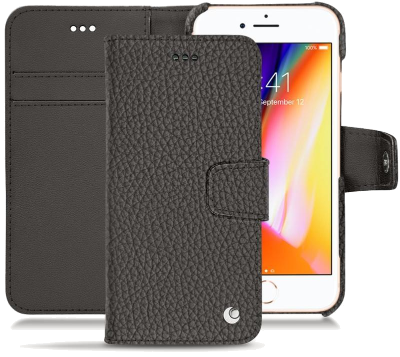 Housse cuir Apple iPhone 8 - Rabat horizontal portefeuilleGris