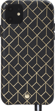 Custodia in pelle goffrata St Germain nera con tracolla dorata rimovibile per iPhone 11 Artefakt