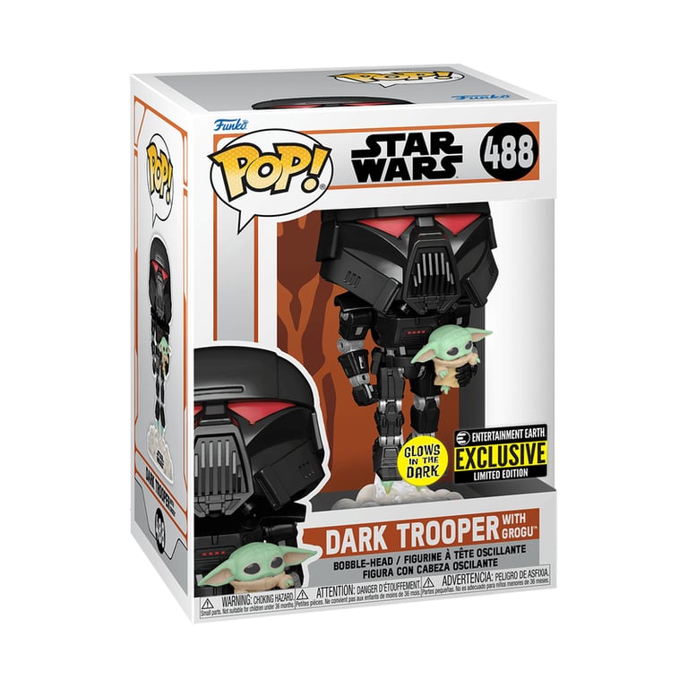 POP Star Wars: Mandalorian Trooper avec 'enfant fluorescent - vue 2