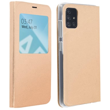 Funda Protectora Samsung Galaxy A51 con Gran Ventana – Dorado