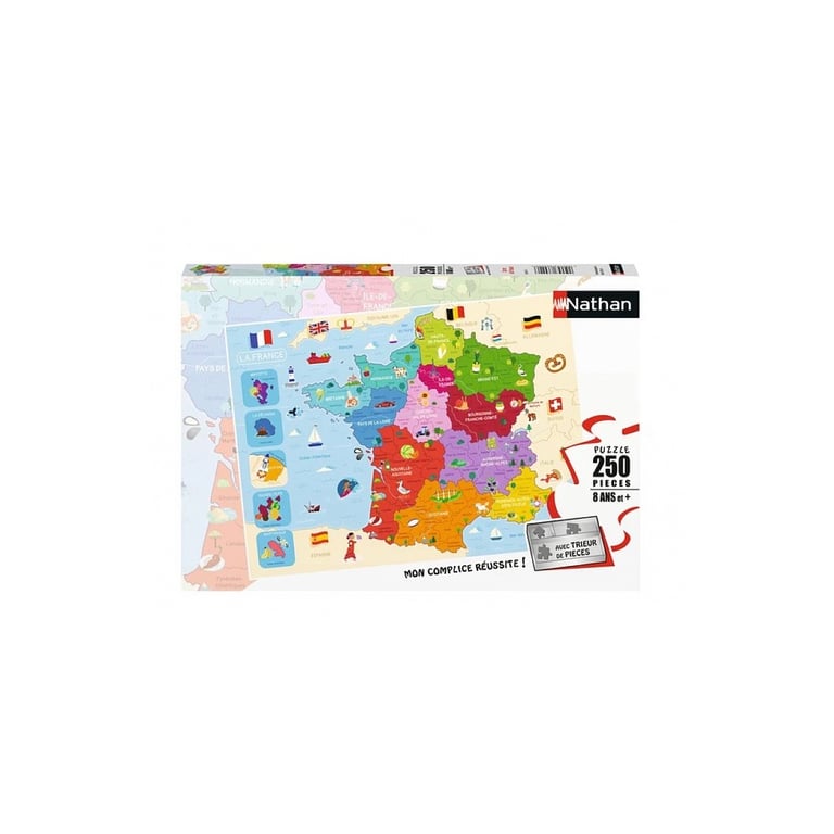 Puzzle de 250 pièces : Explorez la carte de France et ses régions - Neuf