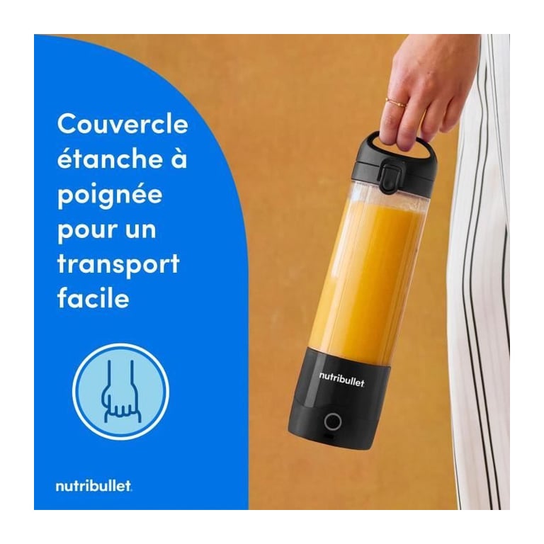 nutribullet blender portable léger tasse tritan sans BPA 475ml mini blender avec lame en acier inoxydable 4 points blender nomade chargeur USB C plus de 15 cycles avant recharge NBP003B - vue 2