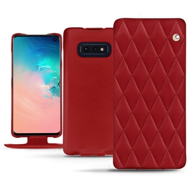 Funda de piel Samsung Galaxy S10E - Solapa vertical - Rojo - Piel lisa cosida