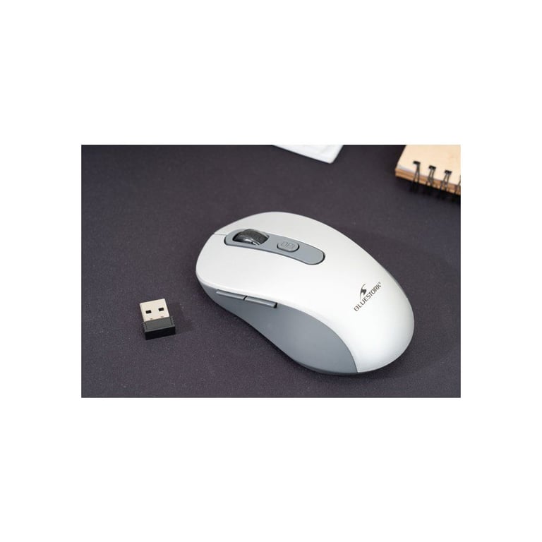 Souris sans fil BLUESTORK Office 35 Bluetooth 2,4 GHz rechargeable 4800 DPI 4 boutons silencieux Gris - Neuf