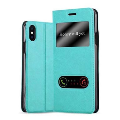 Funda para Apple iPhone X / XS en TURQUESA MENTA Funda protectora con cierre magnético, función de soporte y 2 ventanas de visualización.