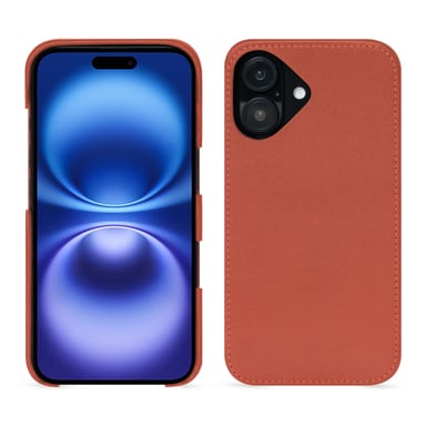 Coque cuir Apple iPhone 16 -  - Orange - Cuir vegan