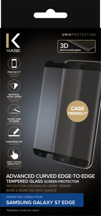 Protection d'écran en verre trempé Bord à Bord Incurvé avancé pour Samsung Galaxy S7 Edge, Noir