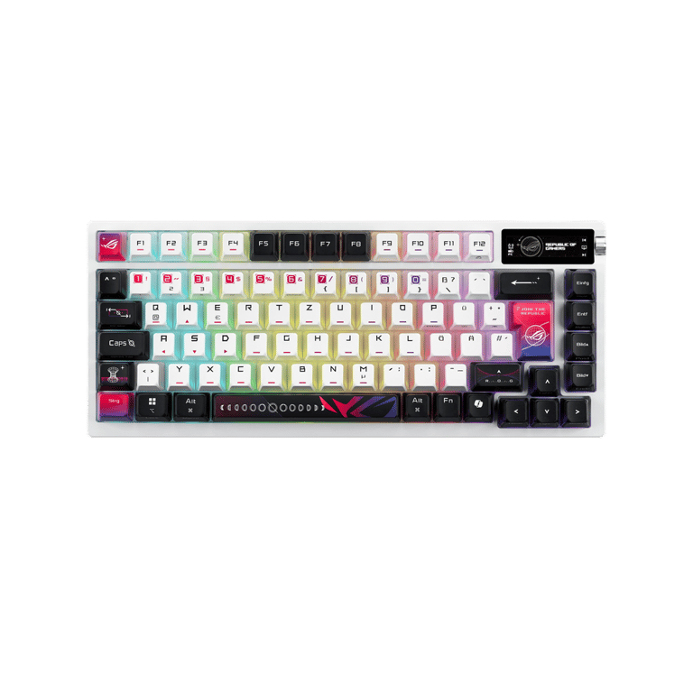 ASUS ROG Azoth X Clavier de Jeu personnalisé sans Fil 75% Disposition QWERTZ commutateurs mécaniques ROG NX V2 remplaçables à Chaud Bluetooth 2 4 GHz RF sans Fil USB SpeedNova écran OLED - vue 2