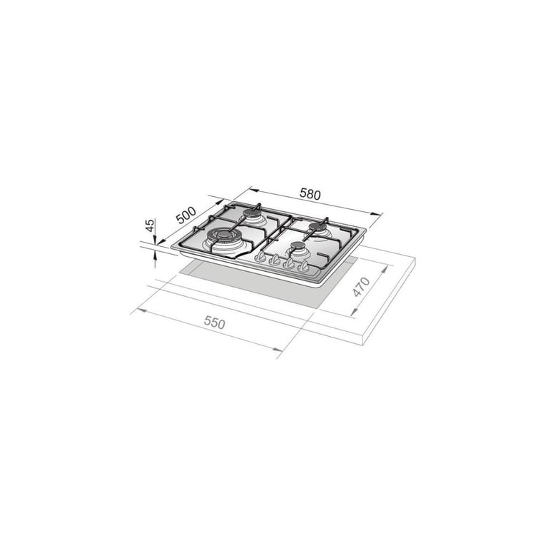 Plaque gaz DeLonghi FFA 46 ASV inox 60 cm intégrée 4 foyers - vue 3