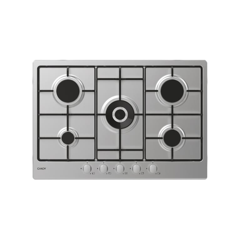 Candy CHW74WX Plaque de cuisson Gaz 75 cm 5 foyers Inox - vue 2