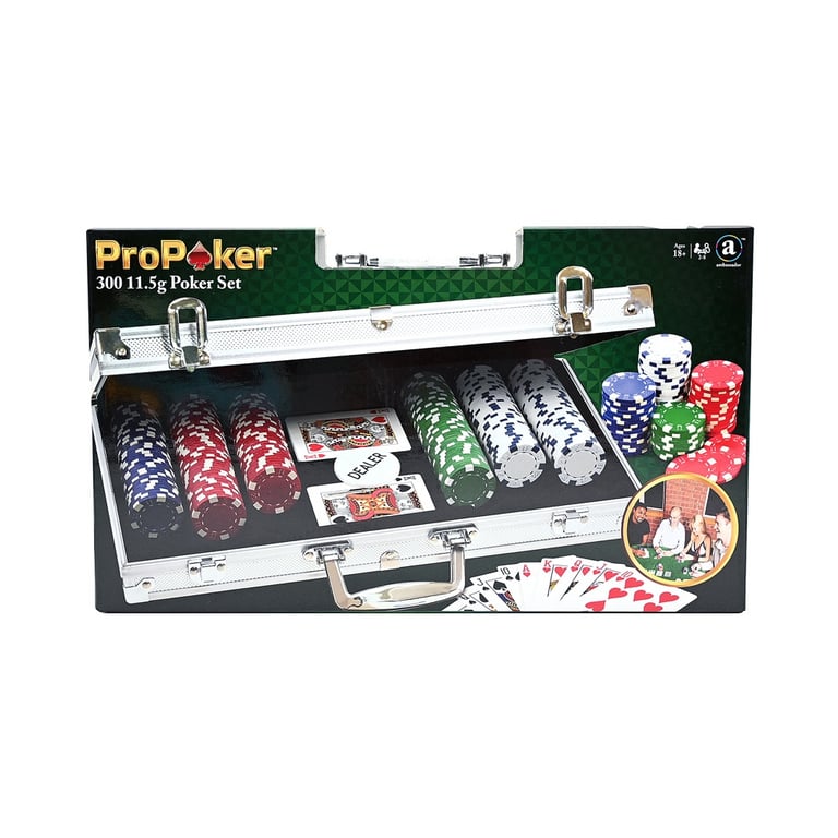 Jeu de poker MERCHANT AMBASSADOR Mal 300 jetons 11,5 g Boîtier type mallette cartes dés Vert - Neuf