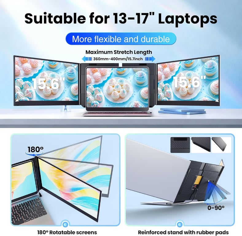 Siaviala P7 2026 Nouvel Écran Extensible pour Ordinateur Portable 15 6 Triple Écran Portable Ultra Léger avec Écran IPS FHD Neuf - vue 2