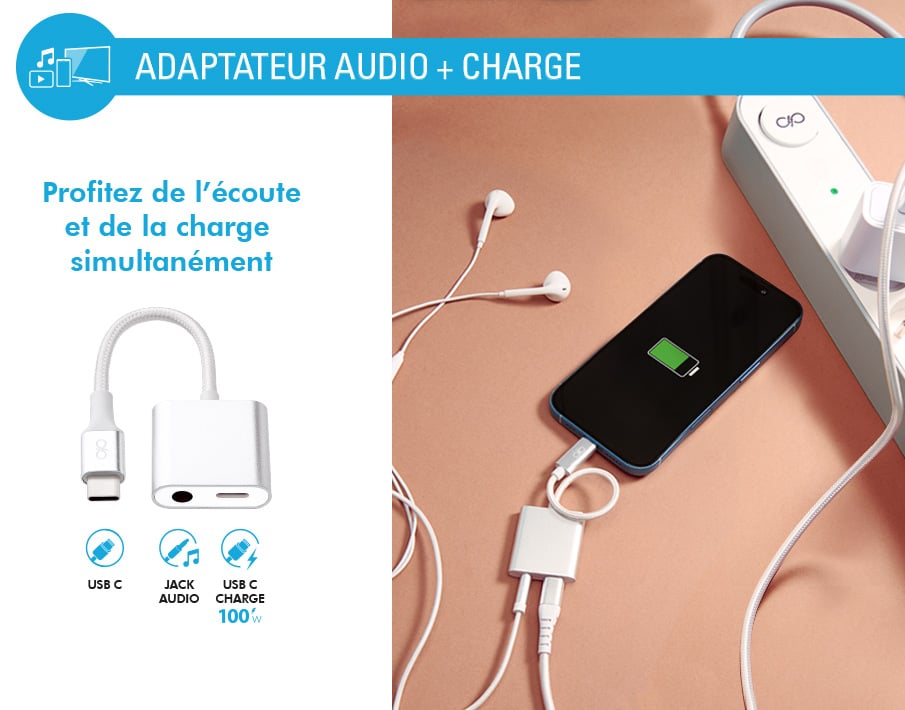 Adaptateur 2 en 1 USB C vers USB C Renforcé Neuf - vue 3