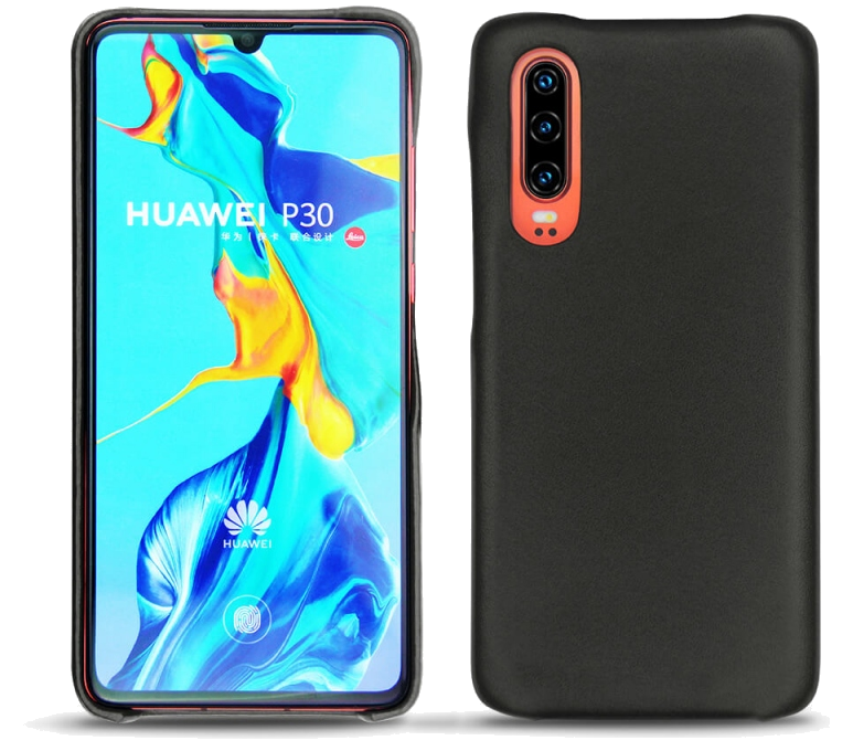 Coque cuir Huawei P30 - Coque arrièreNoir