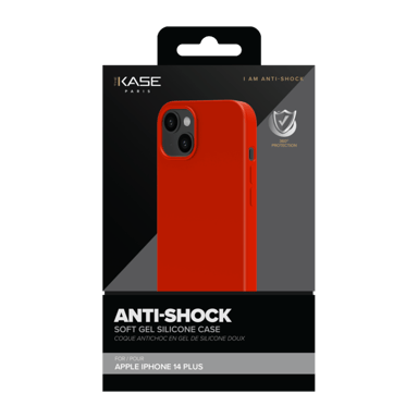 Coque antichoc en gel de silicone doux pour Apple iPhone 14 Plus, Rouge Ardent