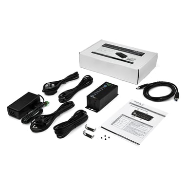 StarTech.com Hub Concentrador Ladrón USB de 7 Puertos con Adaptador de Corriente - con Protección ESD 350W - Hub Industrial USB 3.0 - de Pared Carril