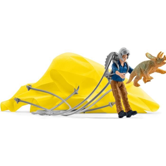 Sauvetage en Parachute Coffret schleich avec 1 parachute 1 figurine humaine et 1 dinosaure Ensemble de Jouets Préhistoriques de - vue 2