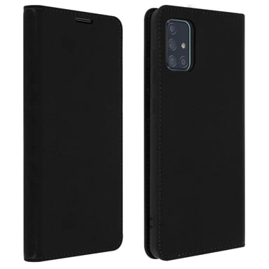 Funda Samsung Galaxy A51 de piel y cartera con F. Soporte – Negro