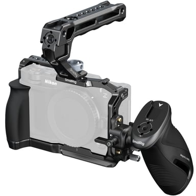 Kit de jaula SmallRig 5468 Advanced para Nikon ZR con empuñaduras de silicona, clamp HDMI/USB-C Negro