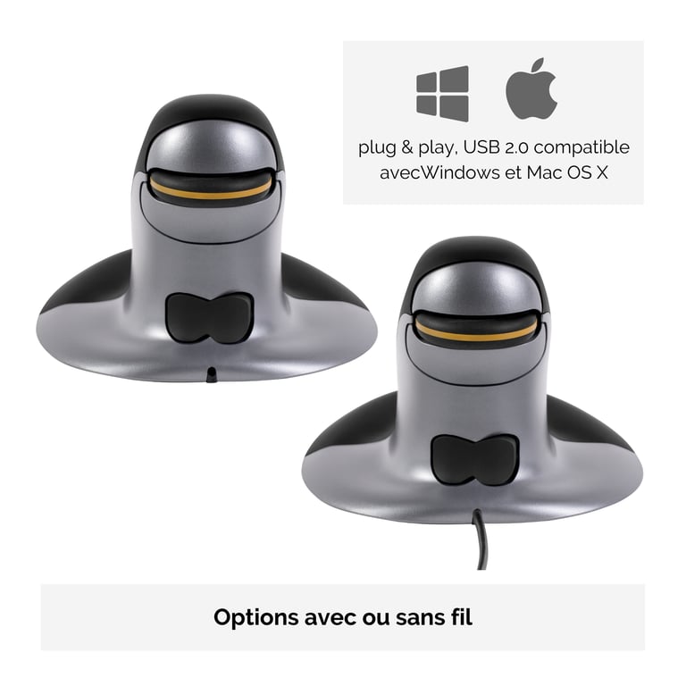 Fellowes Souris verticale ambidextre Penguin – Sans fil - Moyen