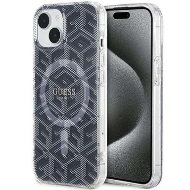 Custodia Guess per iPhone 15 6,1'' nero Custodia rigida IML GCube MagSafe