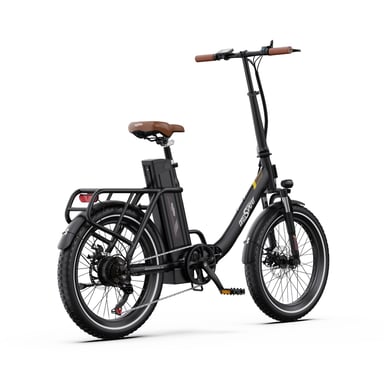 ONESPORT OT16-2 Vélo Électrique - 20'' Roues 250W Moteur 48V17Ah Batterie 60KM Autonomie Frein à Disque - Noir et Marron