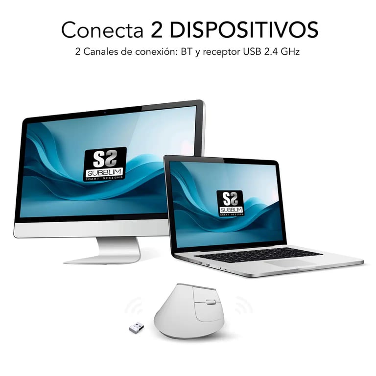 SUBBLIM SUBMO EDNVW02 Universel Droitier Bluetooth + USB Type C Optique 4000 DPI Neuf - vue 6