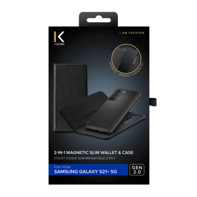 Étui et Coque slim magnétique 2-en-1 GEN 2.0 pour Samsung Galaxy S21+ 5G, Noir