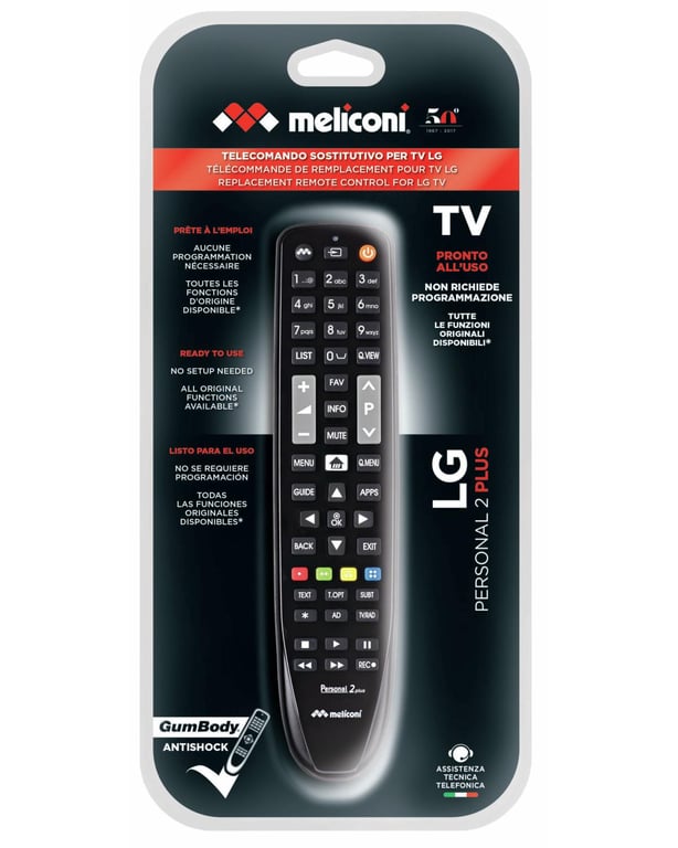 Meliconi Télécommande de Remplacement Personal 2+ pour TV LG 100% Fonctions d'origine Boutons Netflix Youtube - vue 5
