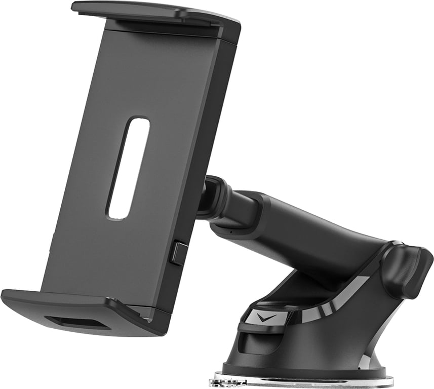 Ce support de tablette est entièrement réglable et peut être utilisé en toute sécurité utilisé sur le tableau de bord et le pare brise de voiture ou sur toute surface lisse bureau ou cuisine . Neuf