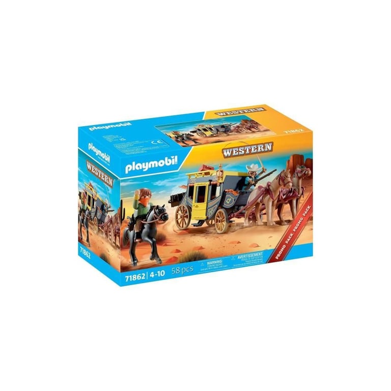 PLAYMOBIL 71862 Attaque de diligence au Far West, Promo Packs, Western, Pour les collectionneurs, 58 pieces, Des 14 ans - Neuf