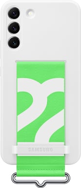 Samsung Funda de silicona A prueba de golpes con correa para Galaxy S22 Plus Blanco