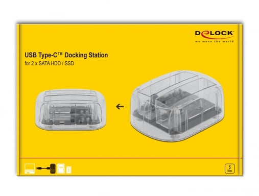 Docking station DeLOCK USB Type-C per 2 x HDD / SSD SATA, trasparente
