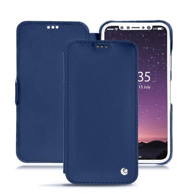 Funda de piel Apple iPhone Xs - Solapa horizontal - Azul - Piel saffiano