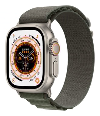 Watch Ultra GPS + Cellular, Boîtier en Titane de 49 mm avec Boucle Alpine - Vert - Taille du bracelet - M