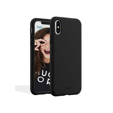 JAYM - Funda de silicona premium negra para Apple iPhone X / XS -100% silicona y microfibra - Reforzada y ultra suave.