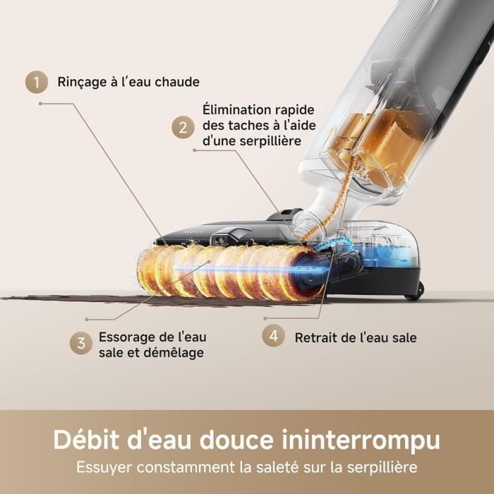 MOVA X4 Pro Aspirateur Laveur Lavage à 'eau chaude Anti enchevêtrement Auto nettoyage à 100 C Aspiration de 20 kPa - vue 5