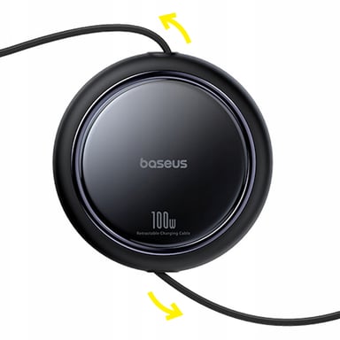 Câble Rétractable 2x USB-C 100W Charge Rapide et Transfert de données Noir