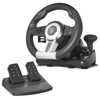 Spirit of Gamer Race Wheel Pro Negro, Plata USB Volante + Pedales Analógico/Digital PC, Playstation 2, Playstation 3