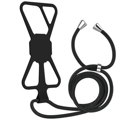 Cordon pour Smartphone avec Accroche Silicone Lanière Nylon Tressé Noir