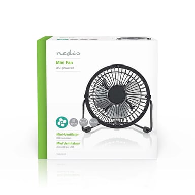 Nedis Mini Ventilador de Mesa 10cm 3W Metal Rotativo 1 Velocidad Negro