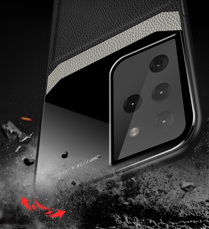 Coque Effet Cuir pour SAMSUNG Galaxy S21 Ultra Plexiglass Protection