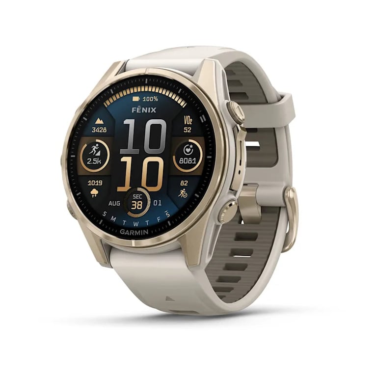 Garmin fenix 8 3,3 cm (1.3 ) AMOLED 43 mm Numérique 416 x 416 pixels Écran tactile Or Wifi GPS (satellite) - Neuf