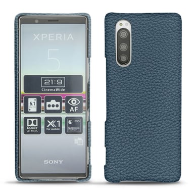 Coque cuir Sony Xperia 5 -  - Bleu - Cuir grainé